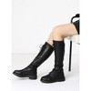 Allegra K Women's Lace Up Back Zip Round Toe Flat Low Heel Knee High Boots - 3 of 4