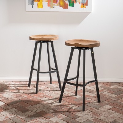 KWPZQEB Bar Stools Set of 2, Swivel Bar Stools, Backless Breakfast Chairs, Industrial Kitchen Bar Chairs for Kitchen Island Pub, Bistro, Restaurant