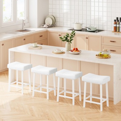 Whizmax Counter Height Bar Stools Set of 4, 24" Barstools for Kitchen Island Counter, Upholstered Padded Barstools with Curved Surface, Easy Assembly