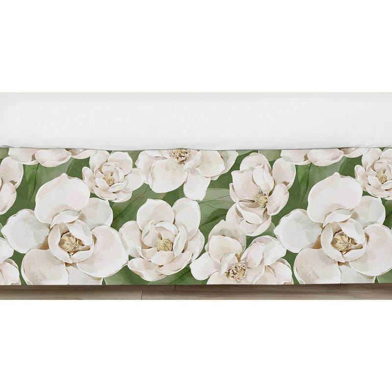 Sweet Jojo Designs Girl Baby Crib Bed Skirt Watercolor Magnolia Green and Ivory, 1 of 5
