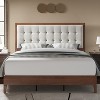King Bed Frame, Wood Platform Bed with Upholstered Headboard, Walnut - 4 of 4