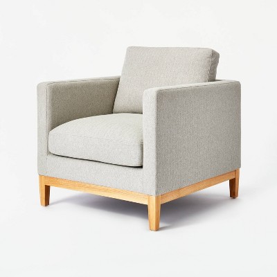 Arbon Wood Dowel Accent Chair with Cushion Arms Light Gray Linen -  Threshold™ designed with Studio McGee