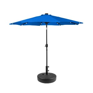 WestinTrends 9 Ft Outdoor Patio Solar LED Market Umbrella with Black Round Base - 1 of 3