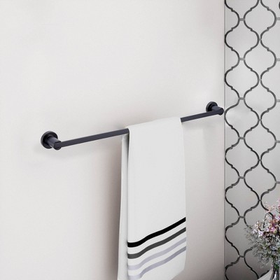 Matte Black Contemporary Wall Mounted Towel Bar, 24-inch