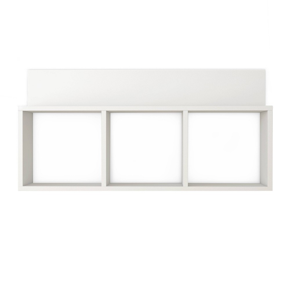 Photos - Garden & Outdoor Decoration 31.5" x 15.7" Rustic Floating Triple Cubby Shelf White - Danya B.: Modern Storage, Wall Mount