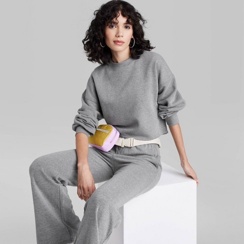 Women's Cropped Sweatshirt - Wild Fable™ Gray XS