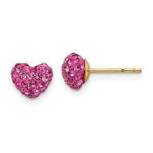 Black Bow Jewelry 6mm Pink Crystal Heart Earrings with a 14k Yellow Gold Post - 1 of 4
