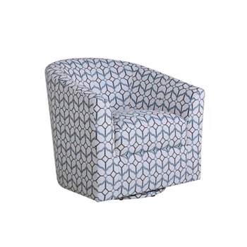 Liria Wooden Upholstered Barrel Chair for Livingroom with Metal Swivel Base | ARTFUL LIVING DESIGN
