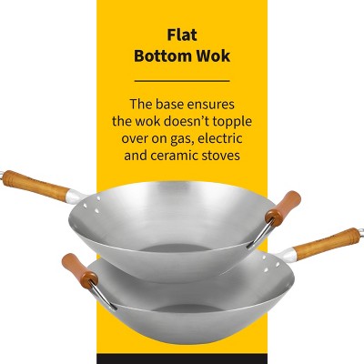 Ken Hom 14-Inch Carbon Steel Wok with Wooden Handle