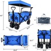 NAYSAYE Planters Folding Wagon Cart Telescopic Handle Foot Brakes Adjustable for Outdoor Garden Beach, Blue, 35.4"*19.7"*44.5" - 3 of 4