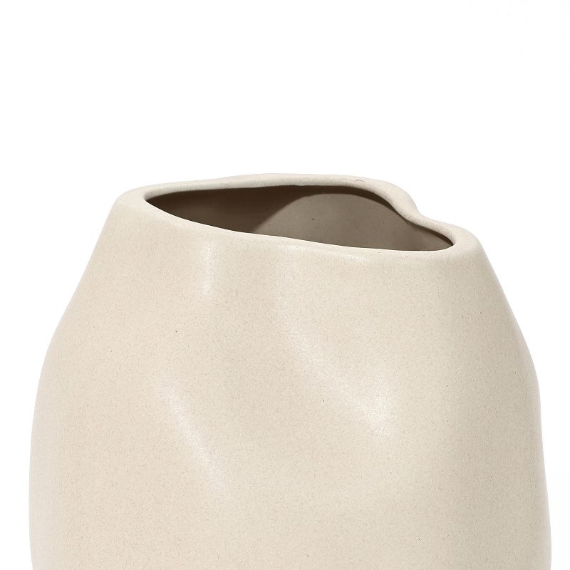 LuxenHome Ivory White Ceramic Modern Round Vase Off-White, 3 of 8
