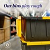 HOMZ Durabilt 15 Gallon Storage Tote Home Organization Heavy Duty Container Stackable Bins with Hinged Flip Lids, 6 Pack, Black and Yellow - 2 of 4