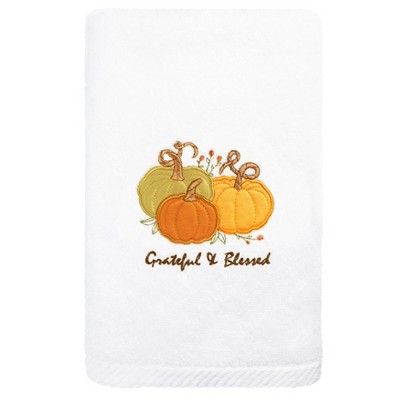 2pc 'Grateful & Blessed' Hand Towel Set White - Linum Home Textiles