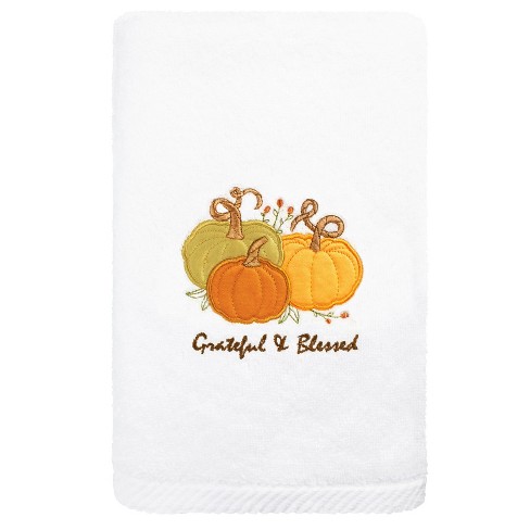 Harvest blessings pumpkin cart personalized decorative tea towel