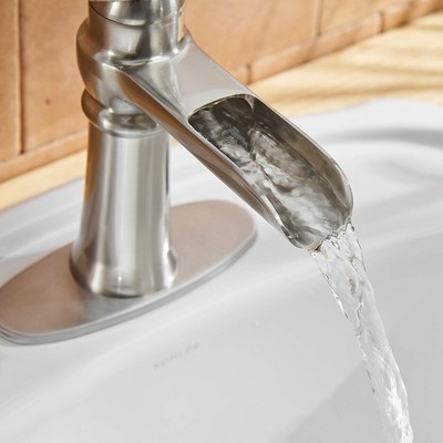 Brushed Nickel Single-Handle Waterfall Bathroom Faucet