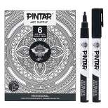 PINTAR Premium Acrylic Paint Pens - Fine Tip Pens For Rock Painting, Ceramic Glass, Wood, Paper, Fabric & Porcelain, Water Resistant Paint Set, Surface Pen, Craft Supplies, DIY Project (6 Black)