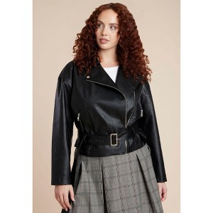 ELOQUII Belted Faux Leather Moto Jacket - 1 of 4