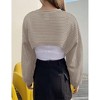 Women's Knitted Crop Top Long Sleeve Hollow Out Shrug Sweater  Knit Cover Up Tops - 4 of 4