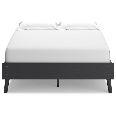 Charlang Black Wood Frame Full Platform Bed with Drawer