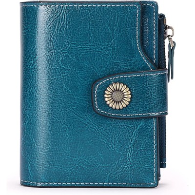 BEAFUP Wallet for Women - RFID Blocking Bifold Leather Wallet with 16 Card Slots & Zipper Pocket,Easy-to-Use