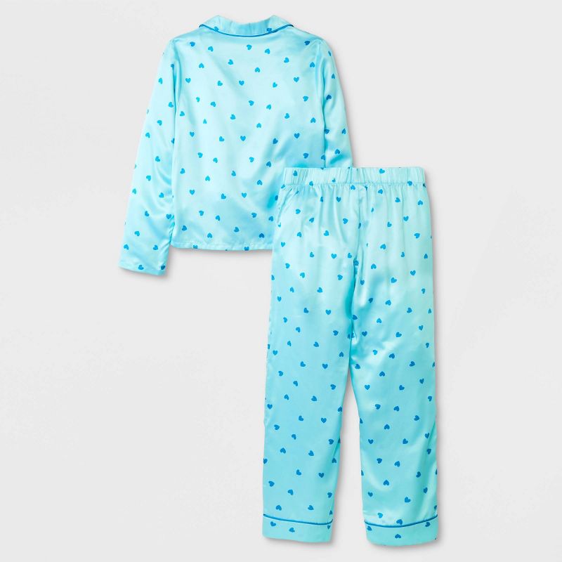 Girls' 2pc Satin Long Sleeve Button Up Pajama Set - art class™, 3 of 7