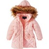 Sportoli Girls Fleece Lined Quilted Midlength Fur Trimmed Hood Winter Puffer Coats - 4 of 4