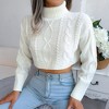 Short Knitted Sweater Pullover for Women Solid Long Sleeve Turtleneck Cropped Sweaters - 2 of 4