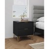 Sapphtopaz Modern Nightstand with 2 Vertical Textured Drawers Bedside Table with Splayed Gold Metal Legs & Handles Night Stand for Bedroom - 3 of 4