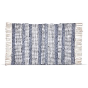 tagltd Augustine Blue Stripe Plastic Woven Rug, Indoor Mat, 24L x 36W Inches. - 1 of 1