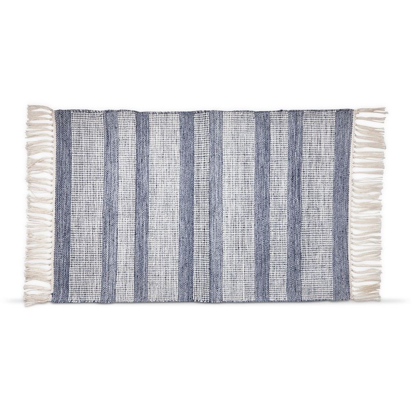 tagltd Augustine Blue Stripe Plastic Woven Rug, Indoor Mat, 24L x 36W Inches., 1 of 2