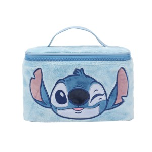 Disney Stitch Embroidered Face Blue 6” Beauty Case - 1 of 4