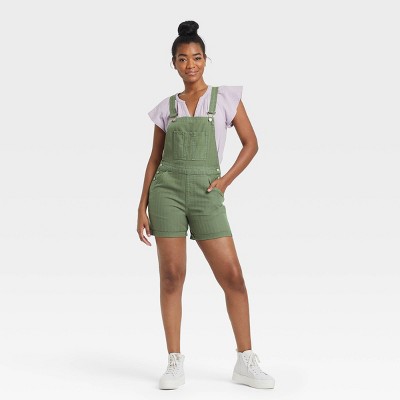 green overall shorts