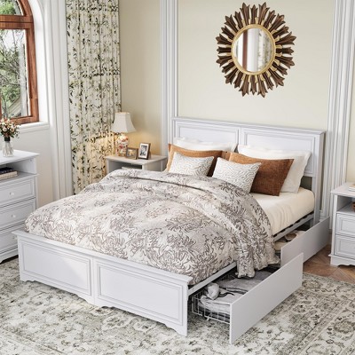 Brafab Queen Bed Frame with Headboard & 4 Underbed Storage Drawers, Platform Bed,No Box Spring Needed, Low Profile Modern Bedroom Furniture
