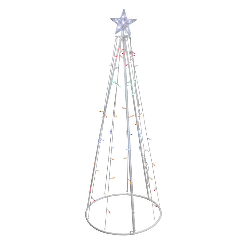 Northlight 5' Multi-Color LED Lighted Cone Christmas Tree Outdoor Decor, 1 of 3