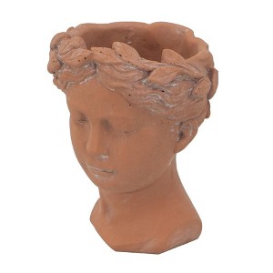 NAYSAYE Garden Decor Visage Head Bust Cement Planter for Indoor and Outdoor Display, Brown, 6.3"*5.9"*9.1" - 1 of 4