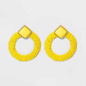 SUGARFIX by BaubleBar Enamel Studs Beaded Hoop Earrings - Sun Yellow, Women