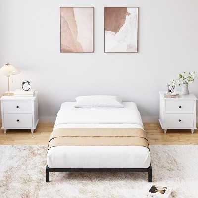 Heavy Duty Metal Platform Bed Frame with Steel Support, Storage Space, Noise-Free Design, Easy Assembly, No Box Spring Needed, Black.