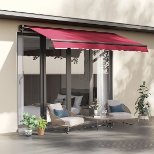 Sapphtopaz 10' x 8' Retractable Awning Manual Patio Awnings Sunshade Shelter UV Resistant with Manual Crank Handle Aluminum Frame - 1 of 4