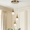 LNC Dandelion 3-Lights 9.8" Luxury and Glam Cluster Teardrop Glass  Integrated LED Chandelier, Polished Gold - 2 of 4