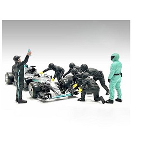 Formula One F1 Pit Crew 7 Figure Set Team Black Release III for 1/18 Scale Models by American Diorama - 1 of 4