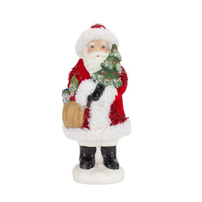 Classic Red and White Santa Figurine Set with Paper Pulp