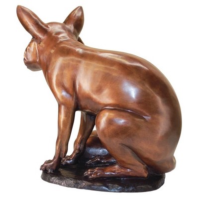 Bronze Handcrafted Sitting Fox Garden Statue