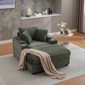 GDFStudio Ulen Modern Corduroy Upholstered Storage Chair with Ottoman and Detachable Cushions - 1 of 4