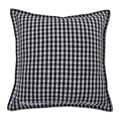 18"x18" White and Black Embroidered Christmas Throw Pillow