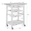 GlasFlength Kitchen Carts and Islands Modern Rolling Kitchen Cart with Spacious Storage for Kitchen, White,30”*15.75”*33.55" - 2 of 4