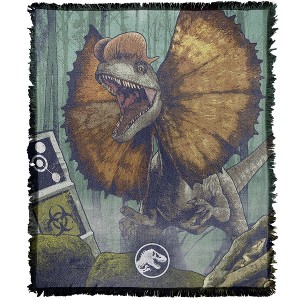 Jurassic World Jurassic World: Dominion Dilophosaurus Blanket 50"x60" Woven Tapestry - 1 of 4