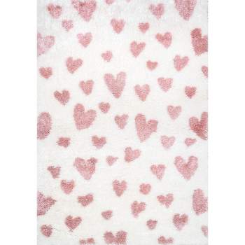 nuLOOM Alison Heart Shag Area Rug, 9' x 12', Pink