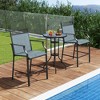 Costway Outdoor Counter Stools Set of 2 with Footrest & Armrests Metal Frame for Backyard Blue/Coffee/Red - 2 of 4