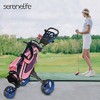 SereneLife Golf Cart: Foldable 3-Wheel Deluxe, Scorecard Holder, Cup Holder, TPE Handle Grip, Black, SLG3W, 1 Count - 4 of 4