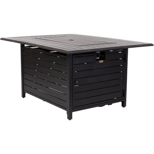 Fire Sense Longmont Aluminum Convertible Gas Fire Pit Table 55,000 BTU with Lid, Cover & Clear Fire Glass, Bronze 48" Rectangular - 1 of 4